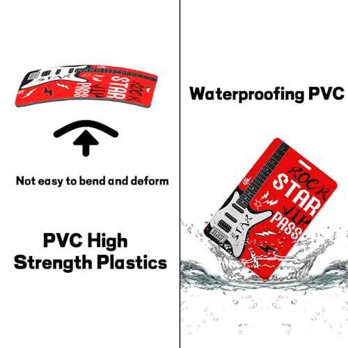 50 Pcs Rock Star Party Badge Rock PVC Card and Roll Party Badge Rock Star VIP Pass Lanyards for Rock Star Themed Birthday Party Supplies