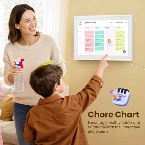 Skyzoo 15.6-Inch Digital Calendar ? Schedule, Chore Chart, Meal Planner, Task Rewards System, Family Photo Display, Syncs with Online Calendars, Horizontal, Vertical & Wall-Mount