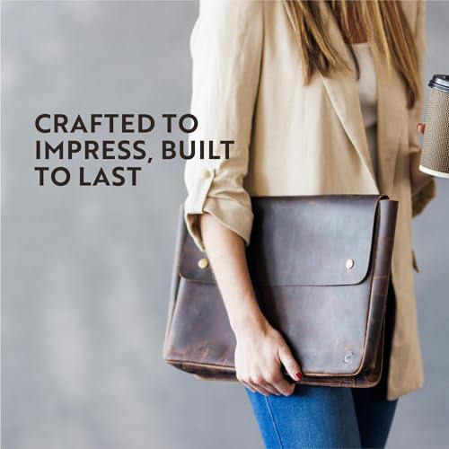 moonster Leather Folder, Full Grain Leather File Folder Organizer Document Holder, Leather Portfolio for Men ?Spacious Leather Folio Laptop Sleeve Case - Fits 13" 14" 15¡± Laptops, MacBook and Tablets