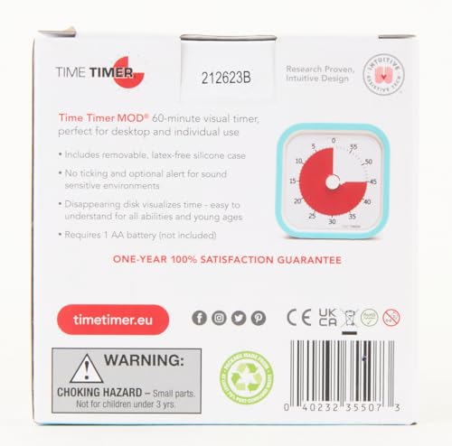 Time Timer MOD Sprint Edition — 60 Minute Visual Timer — For Kids Classroom Learning, Homeschool Tool, Teachers Desk Clock and Office Meetings (Sky Blue)
