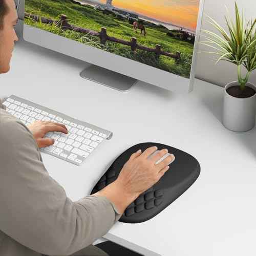 VAGAU Ergonomic Mouse Pad with Wrist Rest, Wrist Rest Pain Relief Mousepad Memory Foam Massage & Non-Slip PU Base for Carpal Tunnel Pain Relief - Gaming, Office, Home Use (Black)