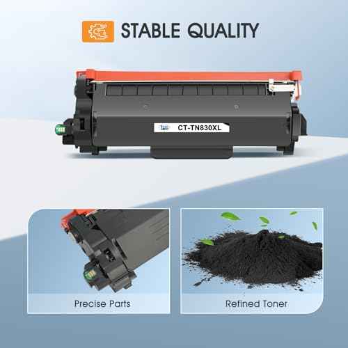 TN830XL TN830 830XL 830 Toner for Brother Printer HL-L2460DW DCP-L2640DW Replacement for Brother TN830 XL/V/R TN 830 XL TN-830XL Cartridge MFC-L2820DW HL-L2405W HL-L2400D 2PK Black High Yield Printer