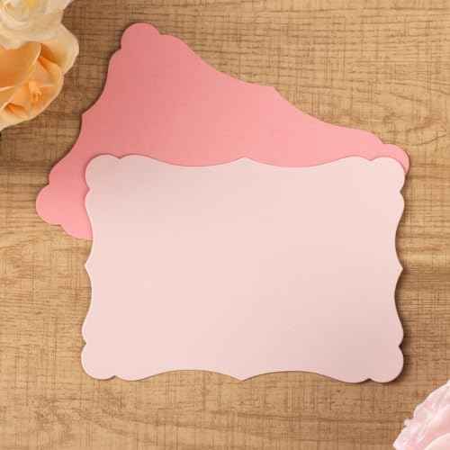 50 Pack Blank Kraft Cards Cardstock Thick Paper Brown Greeting Cards for DIY Gift Card Menus, Baby Shower and Wedding Invitations (Pink, 5 Colors, 5x7IN)