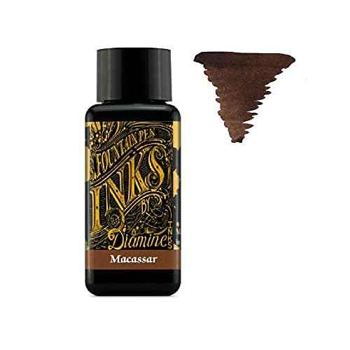 Diamine - 30ml Fountain Pen Ink - Colour Wheel - 6 x Bottles - Autumn Oak, Syrah, Macassar, Earl Grey, Aurora Borealis, Twilight
