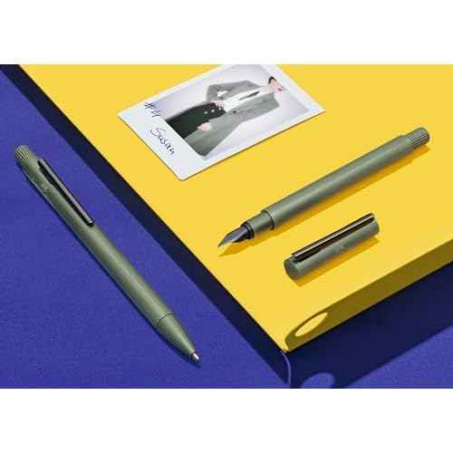 Faber-Castell NEO Slim Fountain Pen, Aluminum Olive Green - Medium