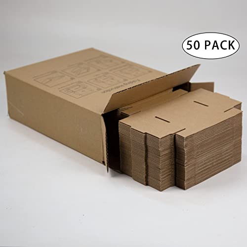 SUNLPH 50 Pack 4x4x1 Inch Small Shipping Boxes Brown Corrugated Cardboard