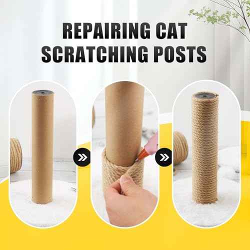 Natural Jute Twine, 8MM x 50FT Jute Rope Roll, Heavy Duty Thick Twine for Cat Scratching Post, Bundling, Gardening and DIY Crafts