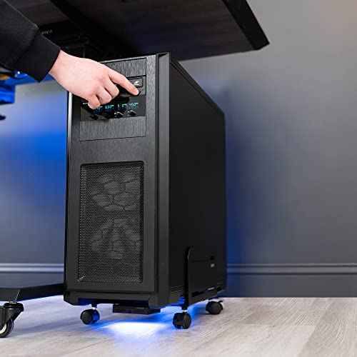 VIVO Large Computer Tower Desktop ATX-Case, CPU Steel Rolling Stand, 7.8 to 14 inch Wide Adjustable Mobile Cart Holder with Locking Caster Wheels, Gaming PC Holder, Black, CART-PC01L