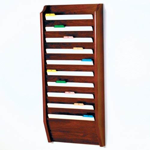 Wooden Mallet 10-Pocket File Holder, Legal Size, Mahogany