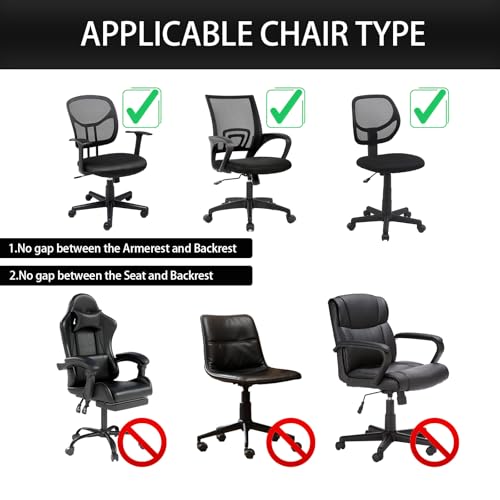 Stretch Jacquard Office Chair Cover, Removable Desk Chair Cover - Black, TONGMU