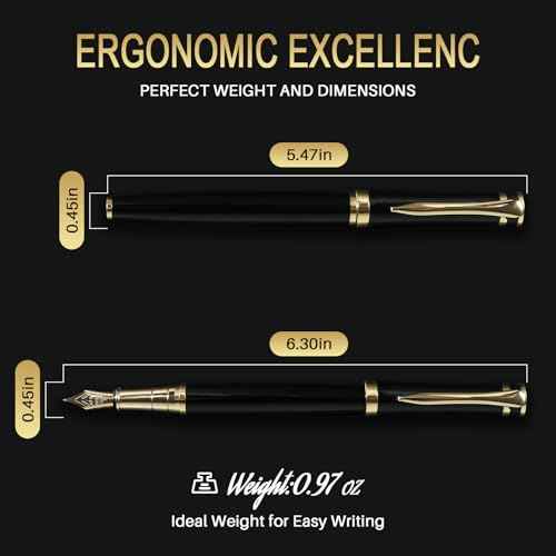 Fountain Pen with Fine Nib | Luxury Black Finish, Smooth Ink Flow, Complete Set with Ink Cartridges, Converter & Sleeve | Ideal for Professionals, Office, Journaling, and Gifts