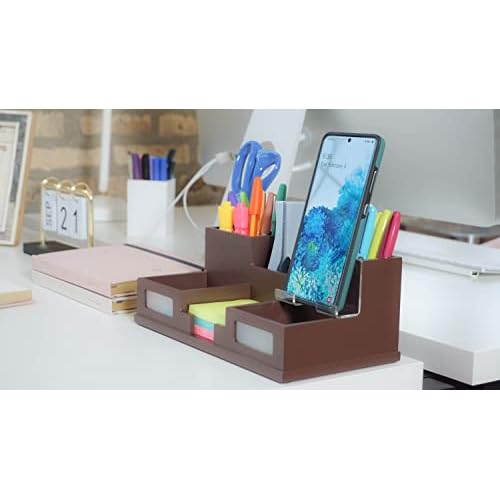 Victor Desk Organizer with Smart Phone Holder, Mocha Brown, B9525