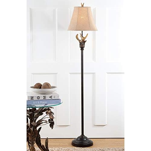SAFAVIEH Lighting Collection Sundance Rustic Farmhouse Antler Brown 62-inch Standing Living Room Bedroom Home Office Floor Lamp (LED Bulb Included)