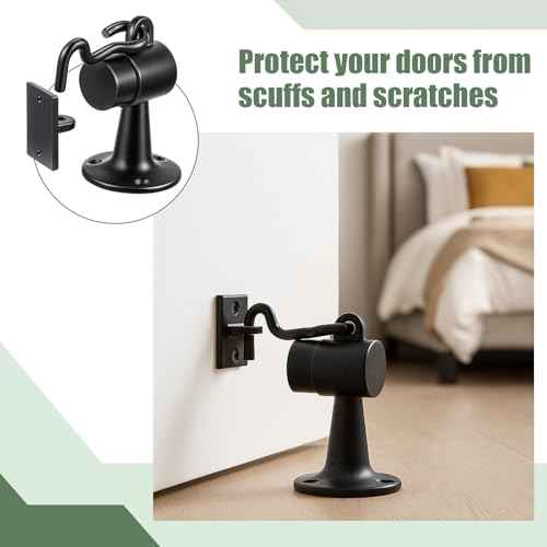 2 Pack Heavy Duty Floor Mounted Door Stop 3.5 Inch Aluminum Commercial Grade Door Stopper with Rubber Bumper & Stainless Steel Screws Black