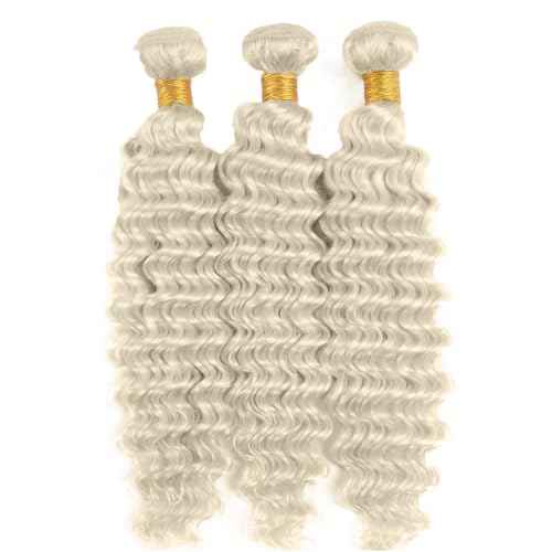 #88 Platinum Blonde Bundles Human Hair Water Wave Bundles 16 18 20 Inch Platinum Blonde Water Wave Bundle Unprocessed Brazilian Virgin Weave Hair 3 Bundle 50 Gram Per Bundle