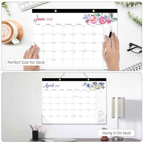 Tcamp 2026 Calendar - 18 Months Desk Calendar 2026-2027 from January 2026 to June 2027, Large 17" x 12" Wall Calendar with Julian Dates, Desk Planner for Home School Office Desktop, Christmas Gifts