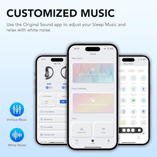 Taopodo Classic Black Open-Ear Bluetooth Headphones with AI Translation, 50H Playtime