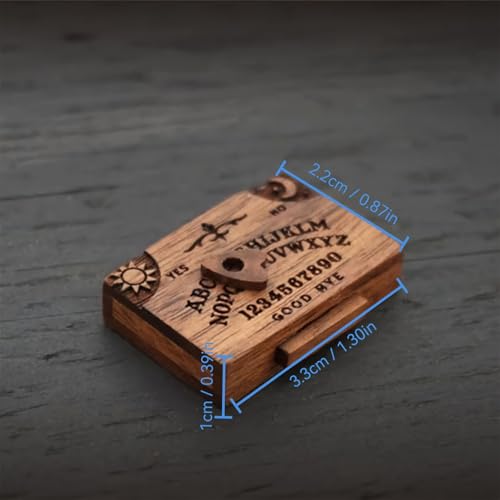 Veloshine Natural Wood Mini Spirit Board with Storage Drawer Gothic Letters Sunburst Design Home Decor
