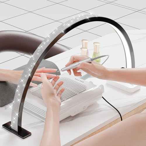 Large Half Moon Light for Nail Desk, 30" 48W Professionals Led Light, Desk Lamp for Lash Eyelash Extension,Makeup Desk lamp,Color Temperature 2700K-6000K, Salon&Home(Black Diamond)