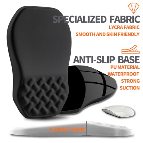 Ergonomic Slope Mouse Pad Wrist Support, Wrist Rest Mousepad for Carpal Tunnel Pain Relief with Massage Bulge and Slow Rebound Memory Foam (12x8 inch, Black)