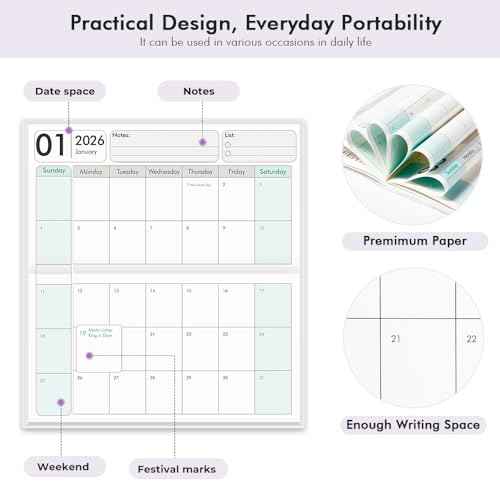 Pocket Calendar 2026-2027 for Purse, Small Pocket Planner 2026-2027 for Purse 3.5¡¿6.5In,24 Month Organizer from Jan 2026- December 2027 Mini Planner with Pvc Cover for Organizing & Planning