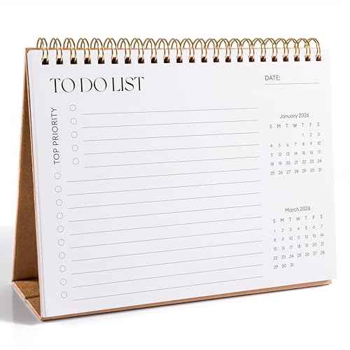 Small Desk Calendar 2025-2026, Jokotha Standing Flip Calendar, September 2025 to December 2026, 16 Month Desktop Calendar with Stickers & Minimalist Design, 8"x6"