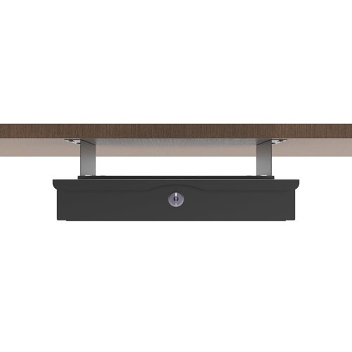 Mofangtech Under Desk Sliding Out Drawer 15.6" x 10" x 5.07" with Shell, Pull Out Lockable Secure Drawer Storage Organizer for Workbench or Standing Desk with High Crosspiece