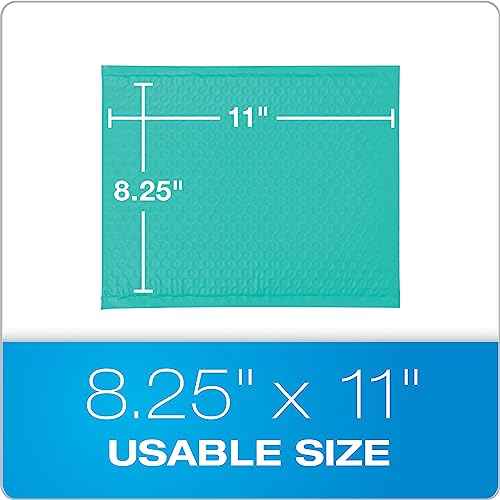 Quality Park Bubble Mailers, 8.25 x 11 Shipping Envelopes, Water Resistant Teal Poly Padded Envelopes, Redi-Strip Peel Off Closure, 25 Per Box (QUA85860)