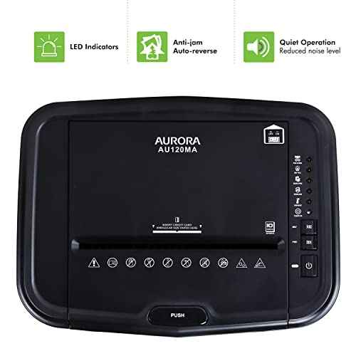 Aurora AU120MA 120-Sheet Auto Feed High Security Micro-Cut Paper Shredder / 30 Minutes (Black)