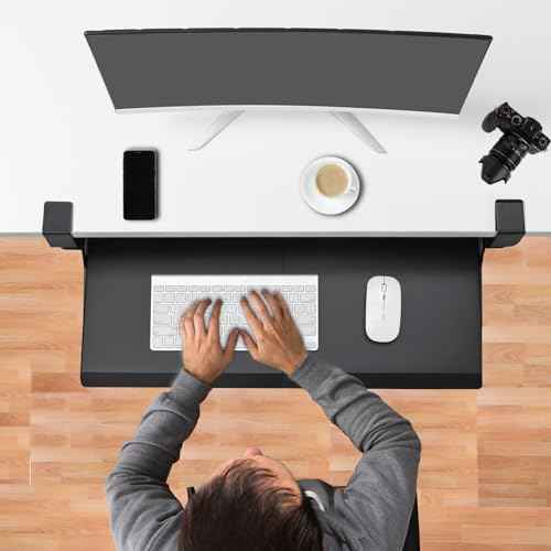 ETHU Keyboard Tray Under Desk, Pull Out Keyboard & Mouse Tray with C-clamp, Ergonomic Desk Keyboard Tray Slide Out, Pull Out Platform Drawer for Home and Office£¨Black£©