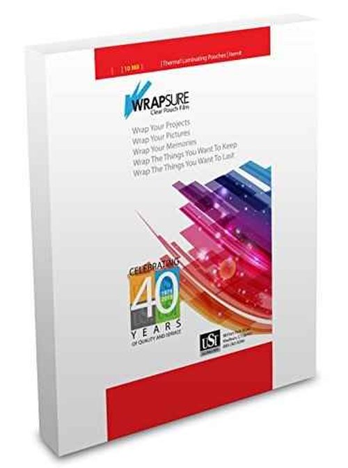 USI WrapSure Thermal (Hot) Laminating Pouches/Sheets, Legal Size, 10 Mil Thick, 9 x 14.5 Inches, Clear Gloss, 50-Pack