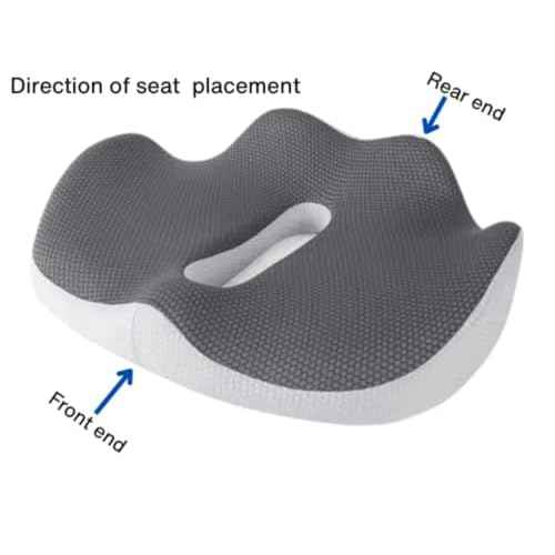Ergonomic Seat Cushion for Office Chair - Memory Foam Coccyx Cushion for Tailbone, Sciatica & Back Pain Relief - Breathable Washable Cover, Non-Slip Base for Home, Office, Car, and Travel