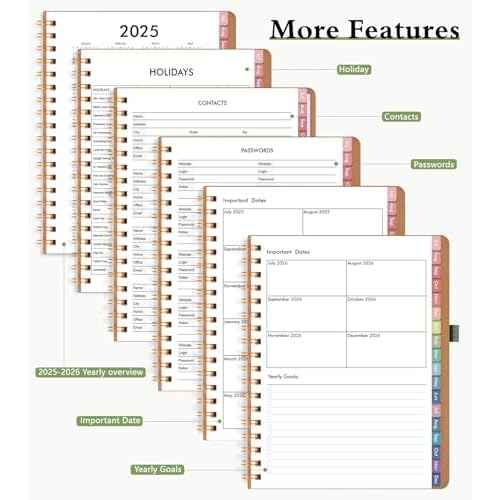Monthly Planner 2025-2026, 15 Months Hardcover Calendar Planner from October 2025 - December 2026, 7.4'' x 9.6'' Monthly Planner with Tabs, Spiral Daily Planner Perfect for Office School Teacher Student, Green