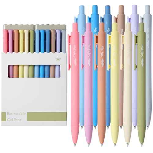 Mr. Pen- Retractable Gel Pens, 12 Pack, Black Ink, Pastel Barrel Gel Pens, Gel Pens Fine Point 0.5mm, Retractable Pens, Cute Pens, Gel Ink Pens, Aesthetic Pens for Journaling Fine Tip Pens