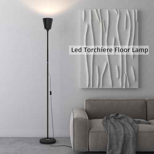 Floor Lamp,High Brightness with 3 Colors,Multi-Purpose Standing Lamps with Height and Lighting Angle Adjustable for Living Room,Bed Room,Office(Black)