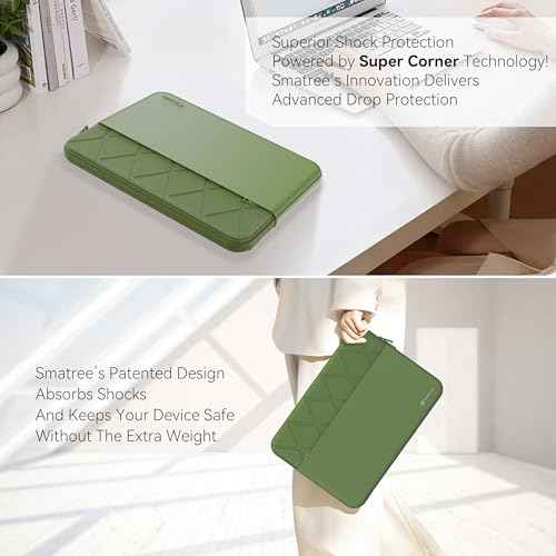 Smatree Laptop Sleeve for 14 inch LG gram Style 14 OLED, for 14 inch LG gram 14 or 2-in-1, Protective Laptop Case with Accessory Pocket, YKK Zipper, Patented Super Corner Design, Green (E413G)