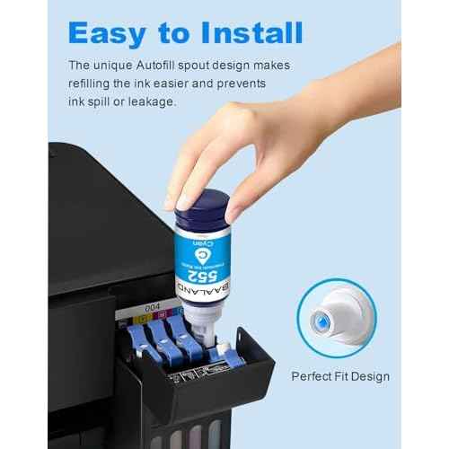 T552 Ink Rifll Replacement for 552 Ink Bottles 6-Pack Used for ET-8550 ET-8500 Photo Printer (T552 552 Ink, Ultra-high Capacity)