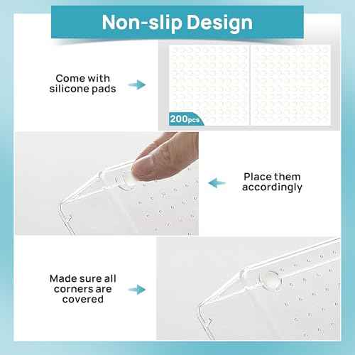 Vtopmart 44 PCS Clear Plastic Drawer Organizers Set, 4-Size Versatile Bathroom and Vanity Organizer Trays, Non-Slip Storage Containers for Makeup, Jewelries, Bedroom£¬Kitchen Utensils and Office