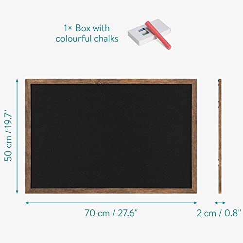 Navaris Wall-Mounted Chalkboard - Approx. 28" x 20" Framed Blackboard for Wall - Memo Message Board with 4 Chalk Sticks for Home Kitchen Office Kids