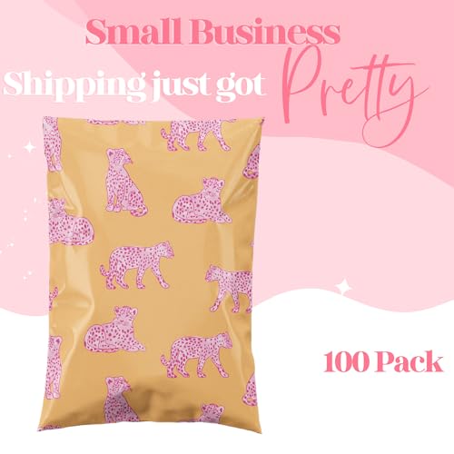 Pink Leopard Poly Mailers 10x13 - 100 Pack | Pretty Package Store