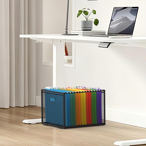Metal Mesh Hanging File Organizer with Handles for Letter Size Files