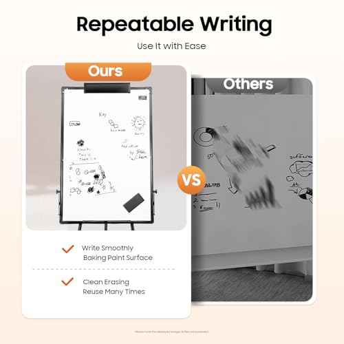 Magnetic Flipchart Stand Whiteboard with Non-Slip Tripod, Magnetic Portable Dry Wipe White Board with Height Adjustable, Foldable Whiteboards Hook Moving Flipchart Paper for School, Office
