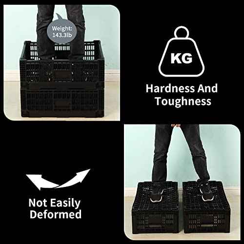 Collapsible Storage Bin Containe£¬52 Liter Transferheavy duty plastic storage box ,milk crates heavy duty Transit storage of various items black (1)