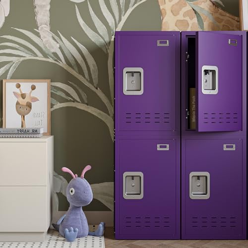 KAER Metal Storage Locker, Lockable Cabinet, 24" H Organizer for Bedroom, School, Office, Playroom, Daycare, Garage (Purple)