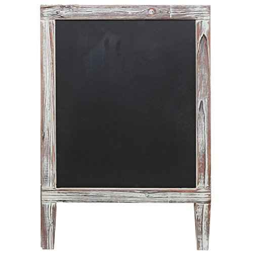 MyGift 30 Inch Tall Standing Rustic Torched Wood Dual Sided Sidewalk Chalkboard Sign, Freestanding A-Frame Easel with Double Side Erasable Message Board
