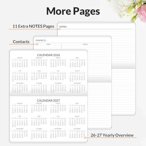 SUNEE Pocket Calendar 2026-2027 for Purse, Pocket Planner 24 Months with Soft Waterproof Cover and Premium Paper Sketch, 6.5" x 3.5", Wildflowers