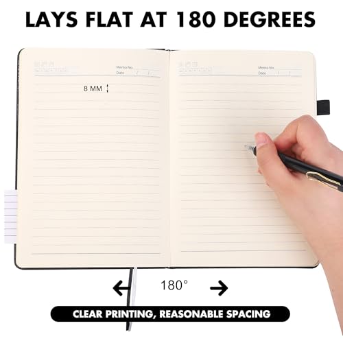 Aodaer 12 Set Lined Notebook Journals with Pens A5 Notebooks 100 GSM College Ruled Hardcover Notebook PU Leather Notepad with Pen Holder for Office School, 5.7 x 8.3 Inches, Black