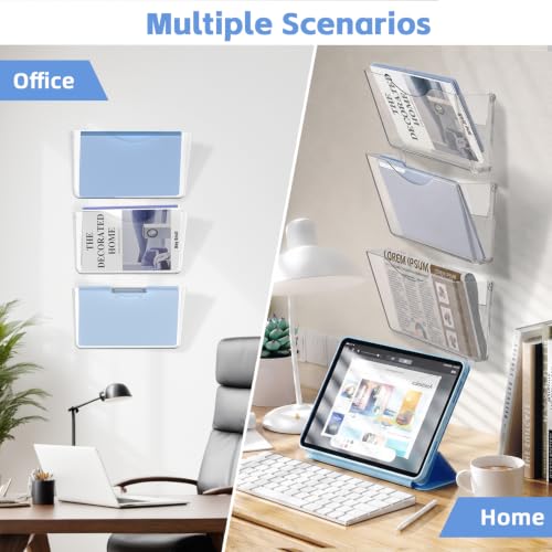 SUPEASY Clear Acrylic Wall File Holder 3 Pack - Wall Mount Document Organizer