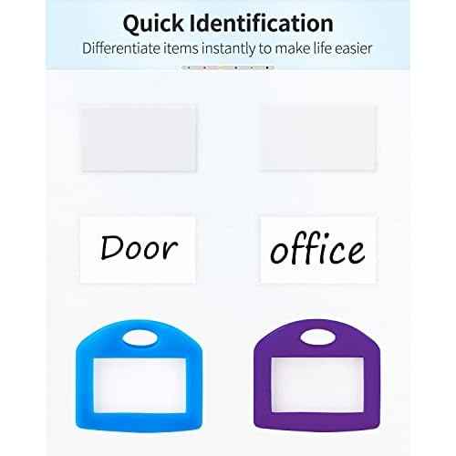 Uniclife 12 Pcs Key Covers Caps 1 Inch Key Covers Protectors with Blank Paper Labels and Clear Windows Soft Key Identifiers for Standard Regular Thin Flat House Keys (Not for Odd-Shaped), 6 Colors