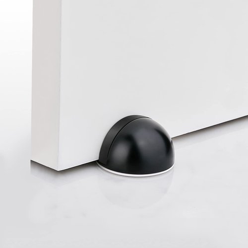 Door Stopper, Floor Door Stop for Bottom of Door Black Rubber Bumper No Drilling Doorstop Wall Protector, Self Adhesive, 2 Pack